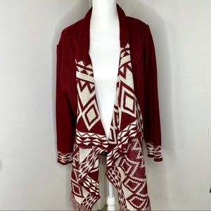 Almost Famous 1X Cardigan Sweater Red | Cream